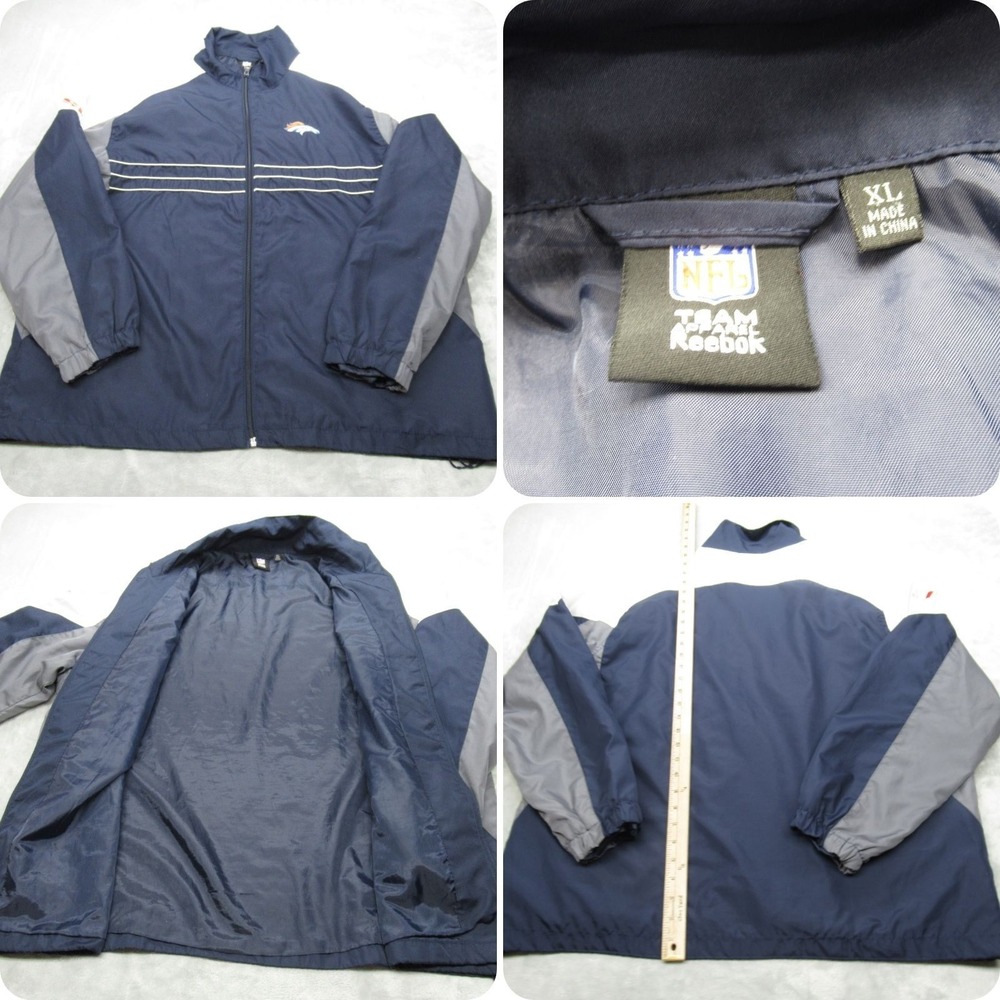 Denver Broncos Jacket Mens XL Blue NFL Lightweight Water Resistant Packable Wind